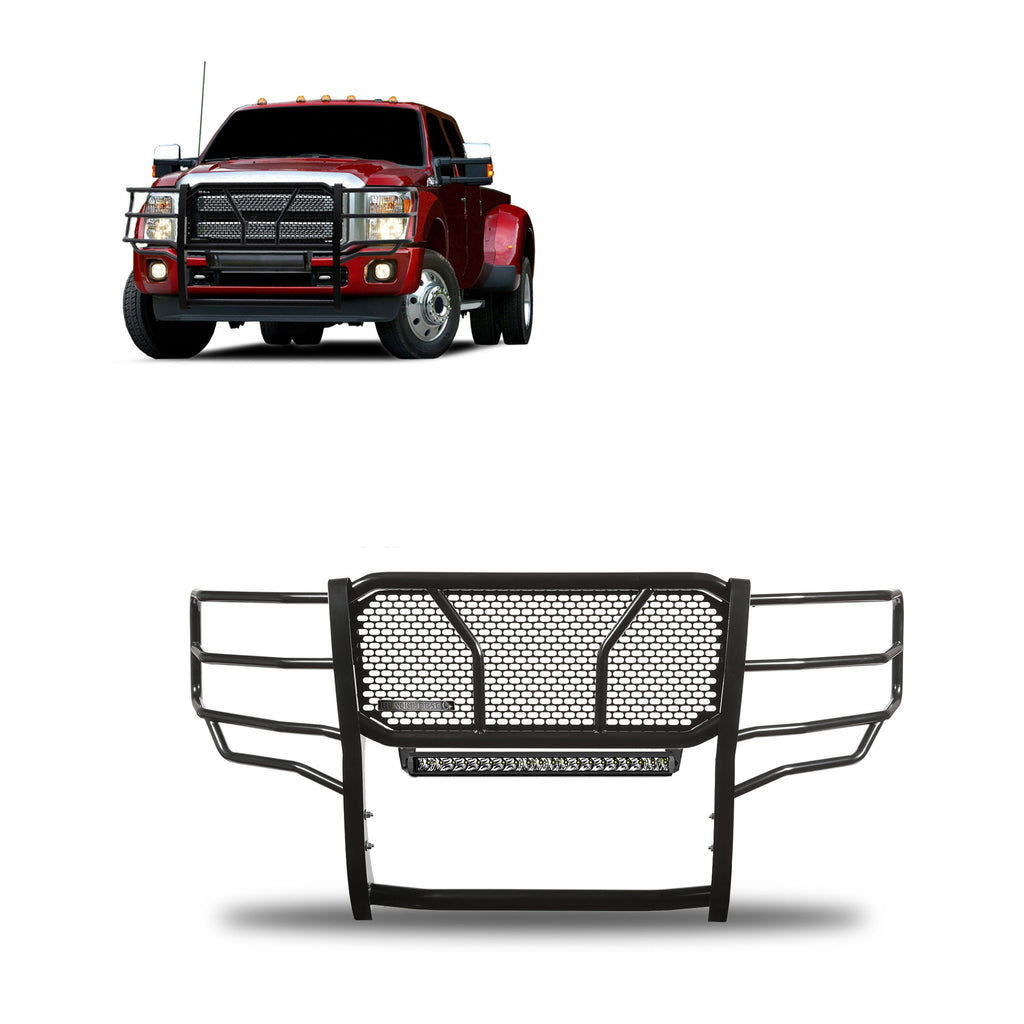 Black Horse Off Road RU-FOF211-B Rugged Heavy Duty Grille Guard for Select Ford F-250 Super Duty, Ford F-350 Super Duty, Ford F-450 Super Duty, Ford F-550 Super Duty