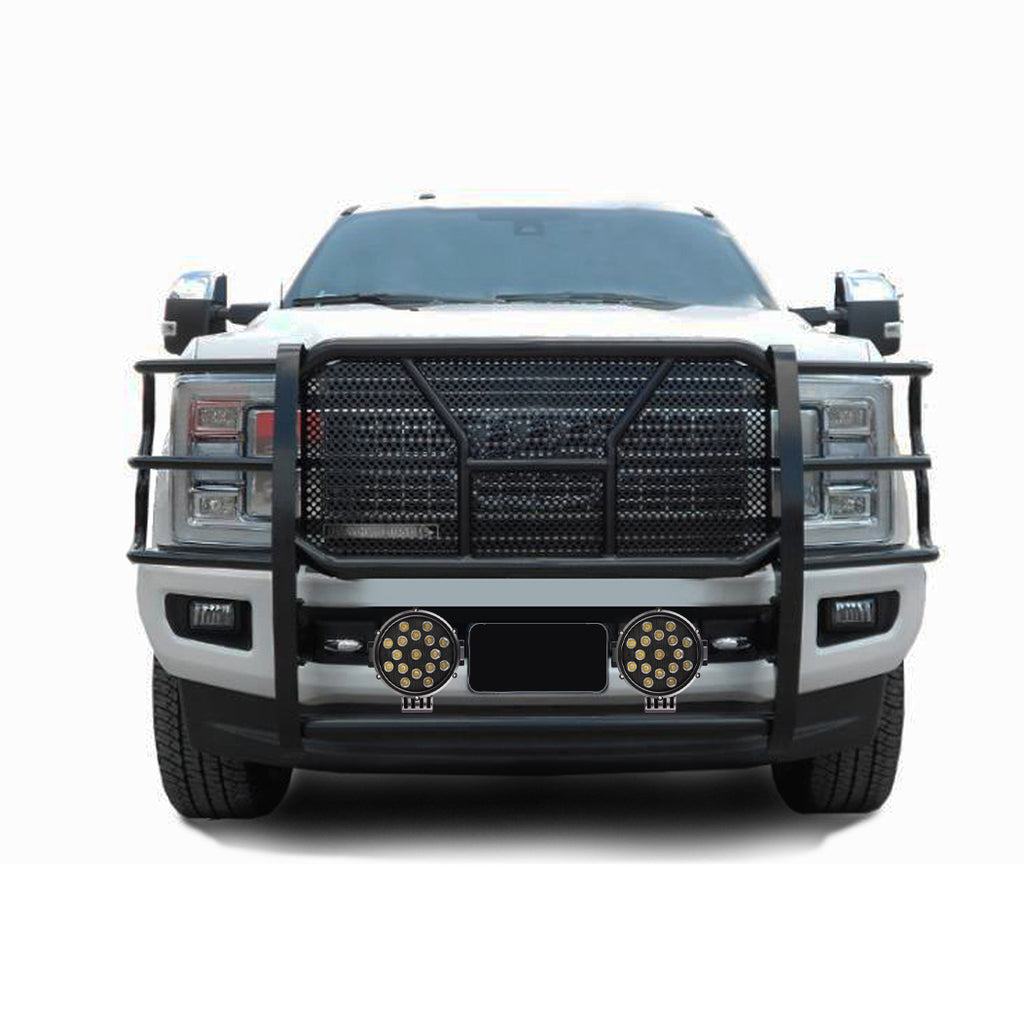 Black Horse Off Road RU-FOF217-B-PLB Rugged Heavy Duty Grille Guard Kit for Select Ford F-250 Super Duty, Ford F-350 Super Duty, Ford F-450 Super Duty, Ford F-550 Super Duty