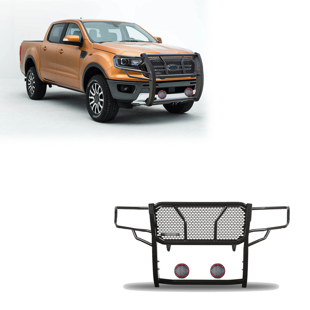 Black Horse Off Road RU-FORA19-B-PLFR Rugged Heavy Duty Grille Guard Kit for Select Ford Ranger