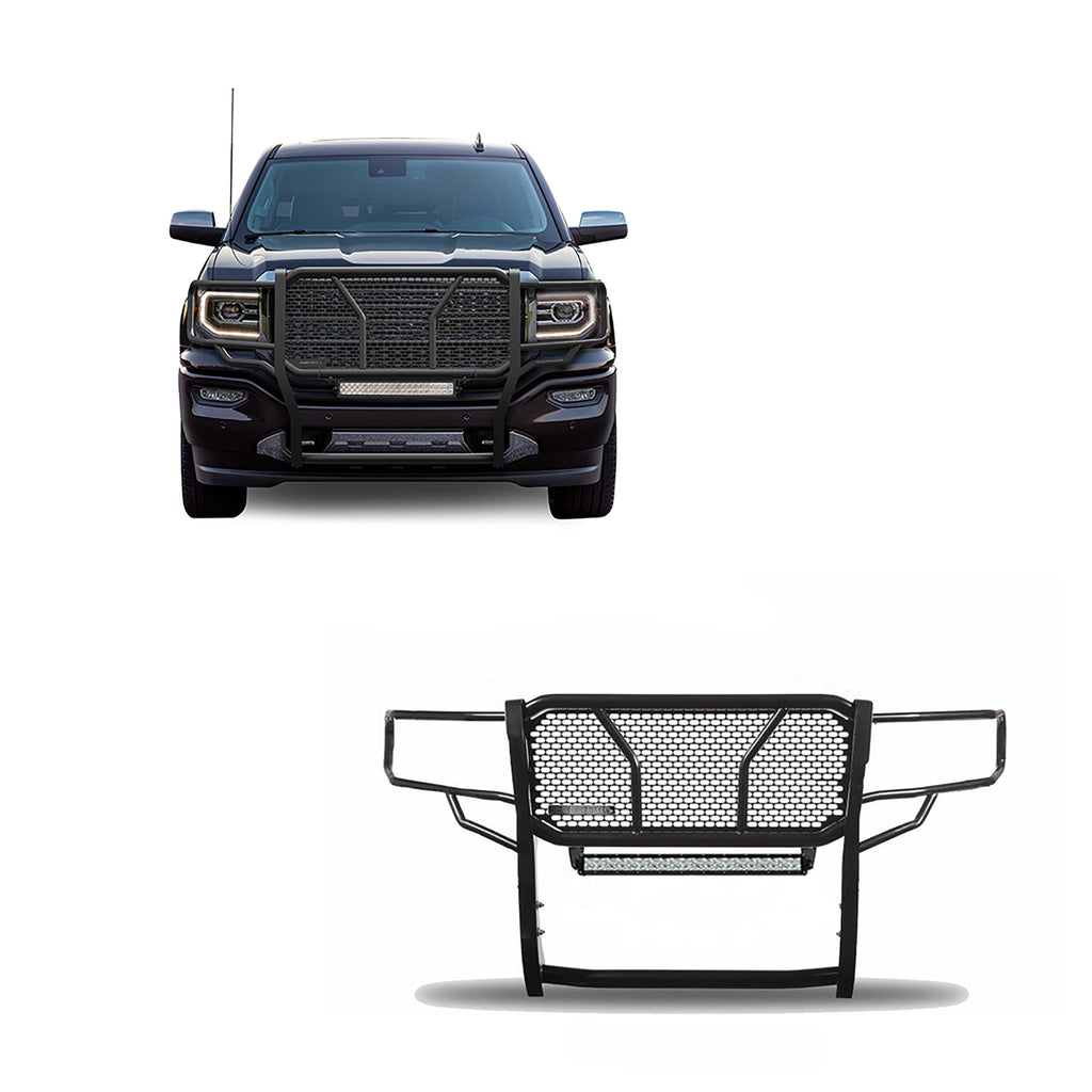 Black Horse Off Road RU-GMSI14-B-K1 Rugged Heavy Duty Grille Guard Kit for Select GMC Sierra 1500, GMC Sierra Limited