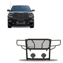 Load image into Gallery viewer, Black Horse Off Road RU-GMSI14-B-PLB Rugged Heavy Duty Grille Guard Kit for Select GMC Sierra 1500, GMC Sierra Limited
