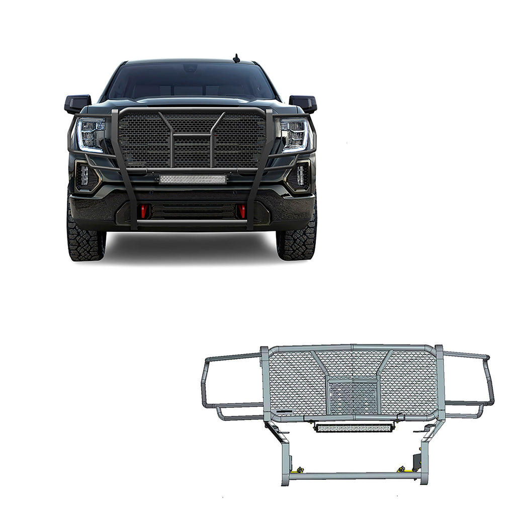 Black Horse Off Road RU-GMSI19-B-K1 Rugged Heavy Duty Grille Guard Kit for Select GMC Sierra