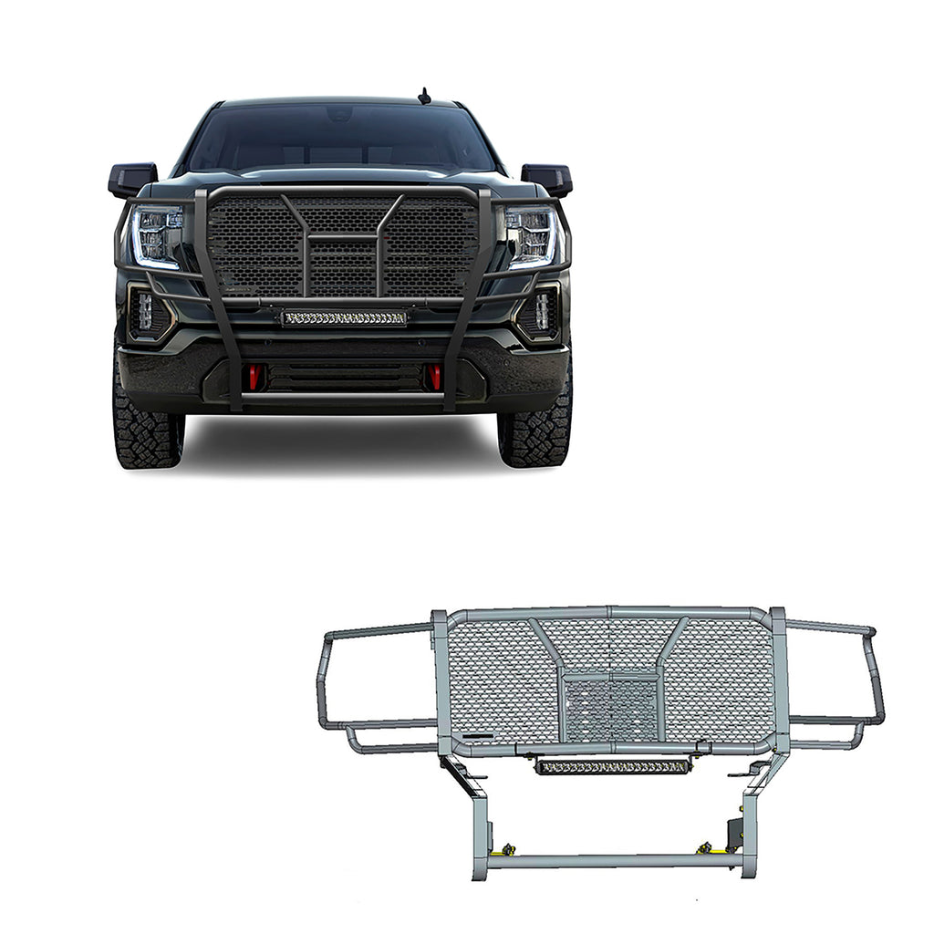 Black Horse Off Road RU-GMSI19-B-K2 Rugged Heavy Duty Grille Guard Kit for Select GMC Sierra