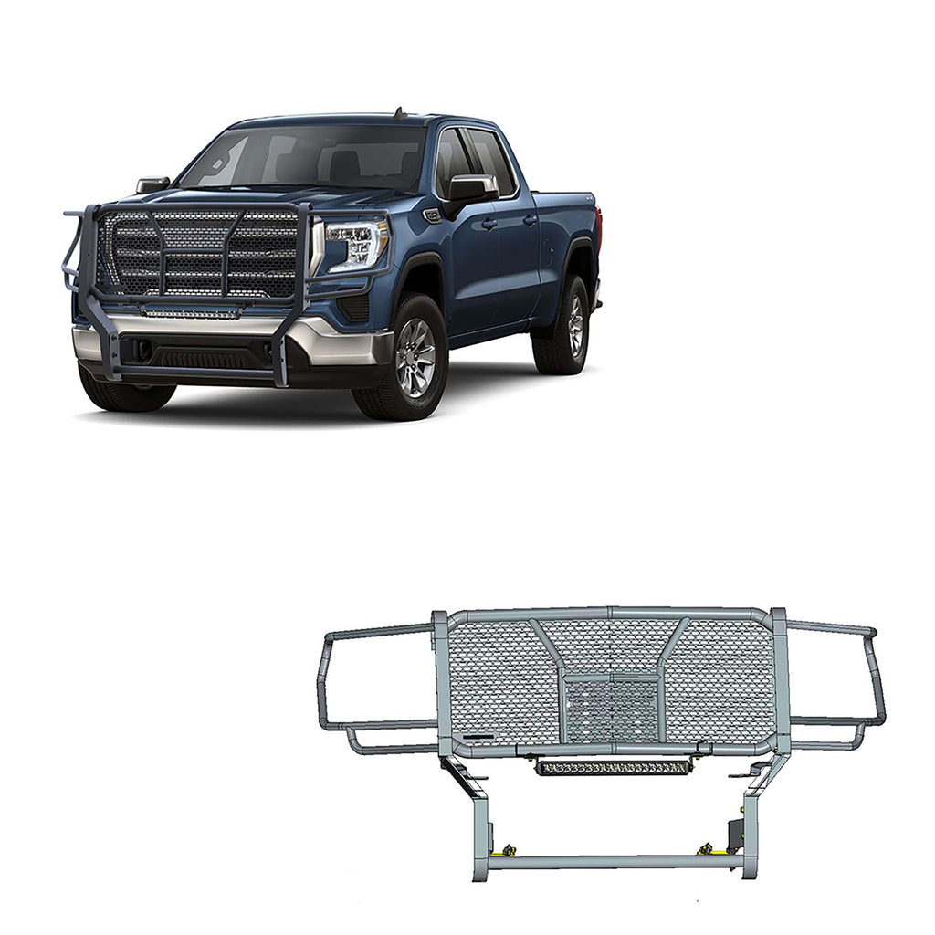 Black Horse Off Road RU-GMSI20-B-K2 Rugged Heavy Duty Grille Guard Kit for Select GMC Sierra HD, GMC Sierra HD