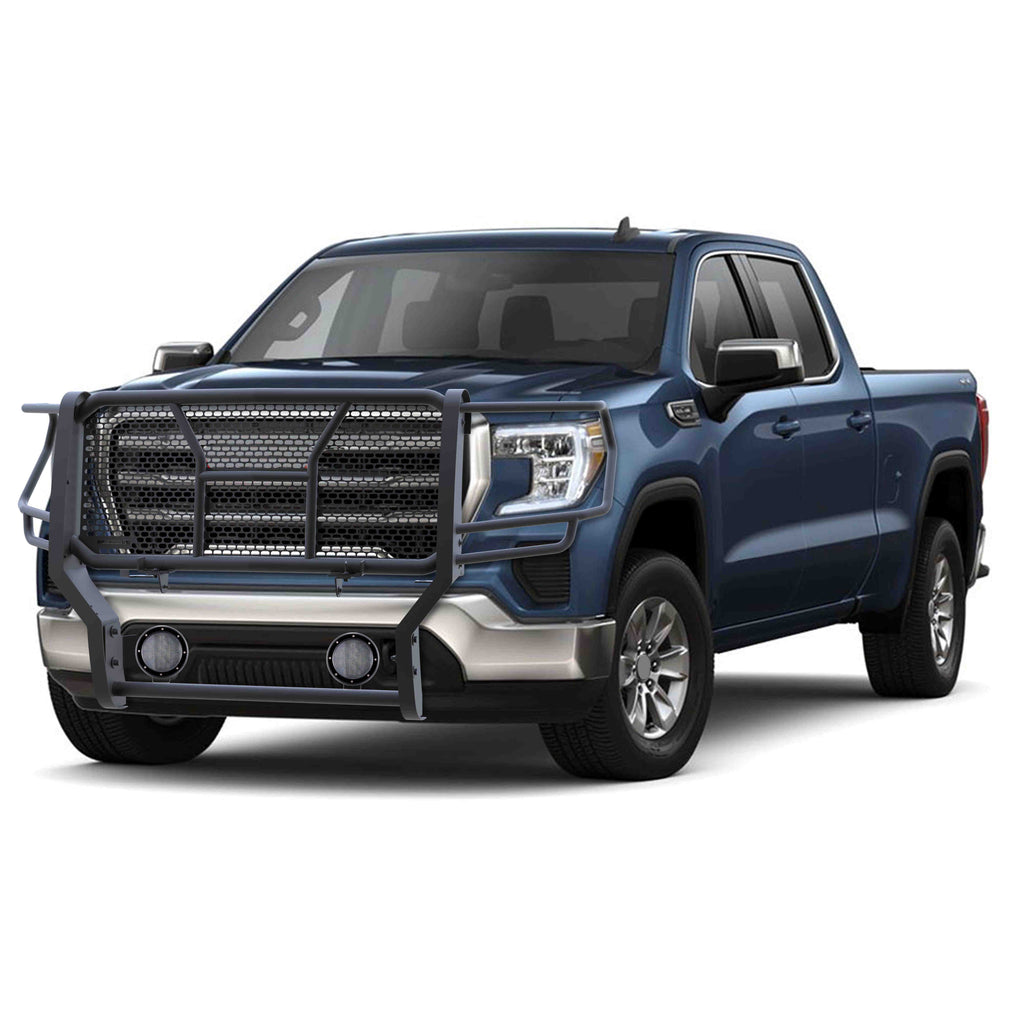 Black Horse Off Road RU-GMSI20-B-PLFB Rugged Heavy Duty Grille Guard Kit for Select GMC Sierra HD, GMC Sierra HD
