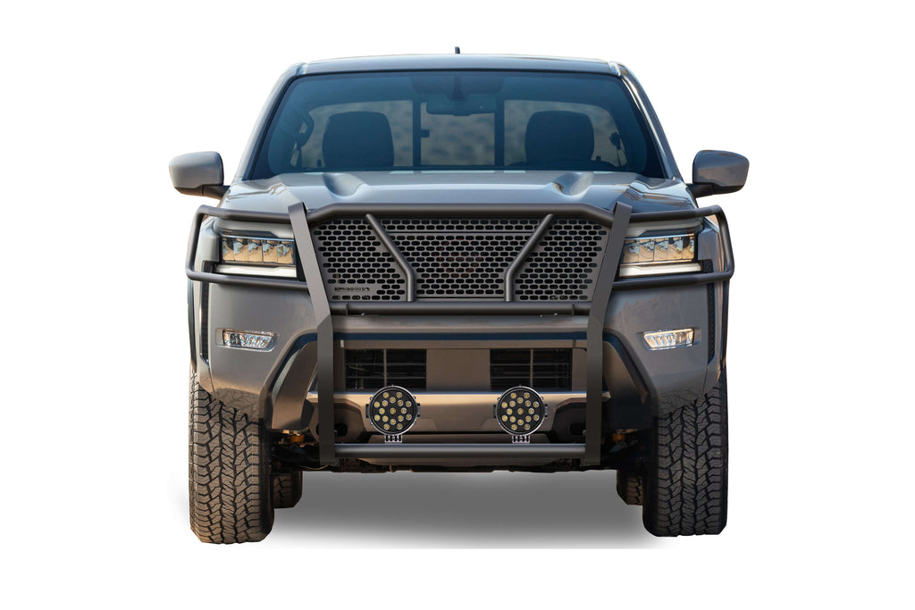 Black Horse Off Road RU-NIFR22-B-PLB Rugged Heavy Duty Grille Guard Kit for Select Nissan Frontier