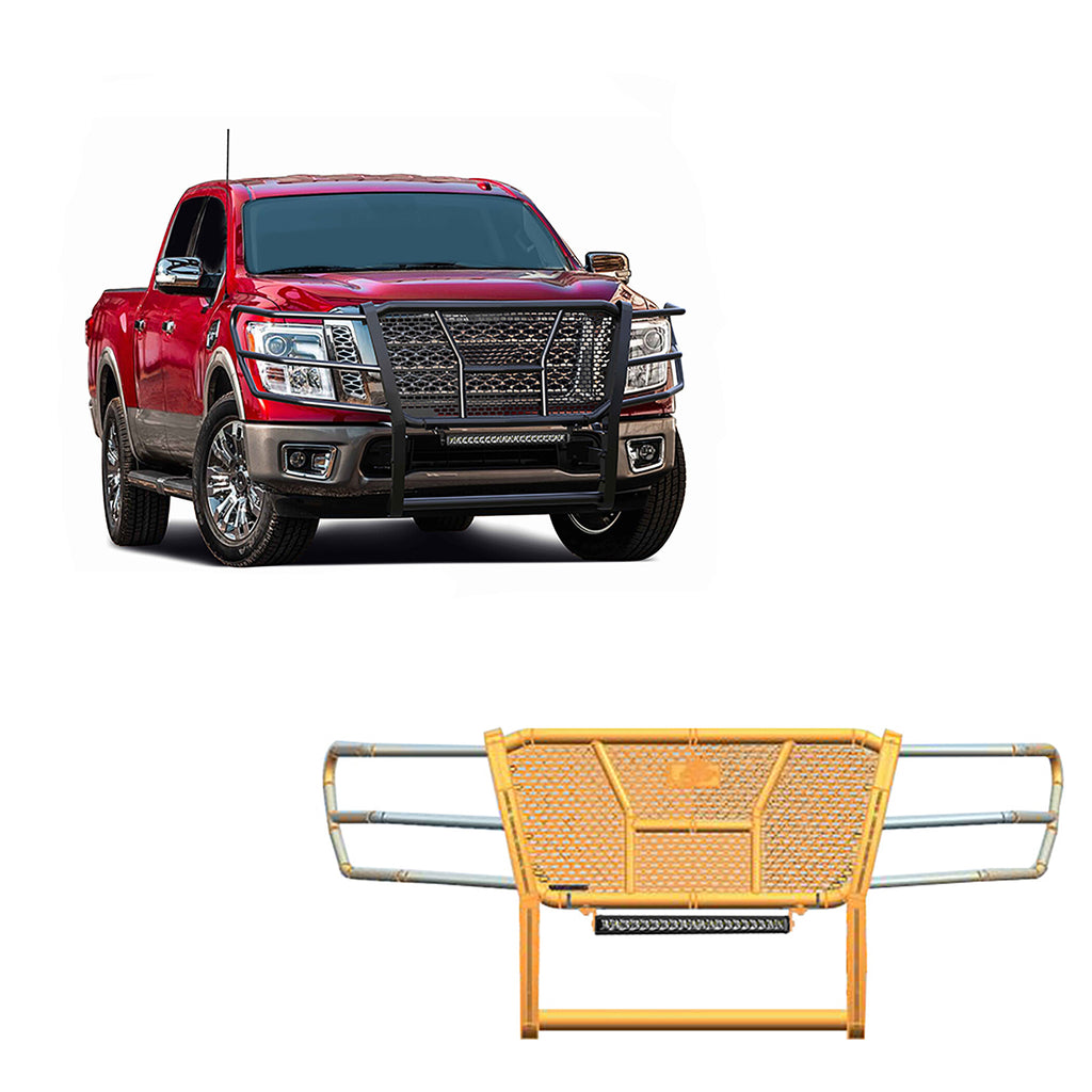 Black Horse Off Road RU-NITI17-B-K2 Rugged Heavy Duty Grille Guard Kit for Select Nissan TITAN