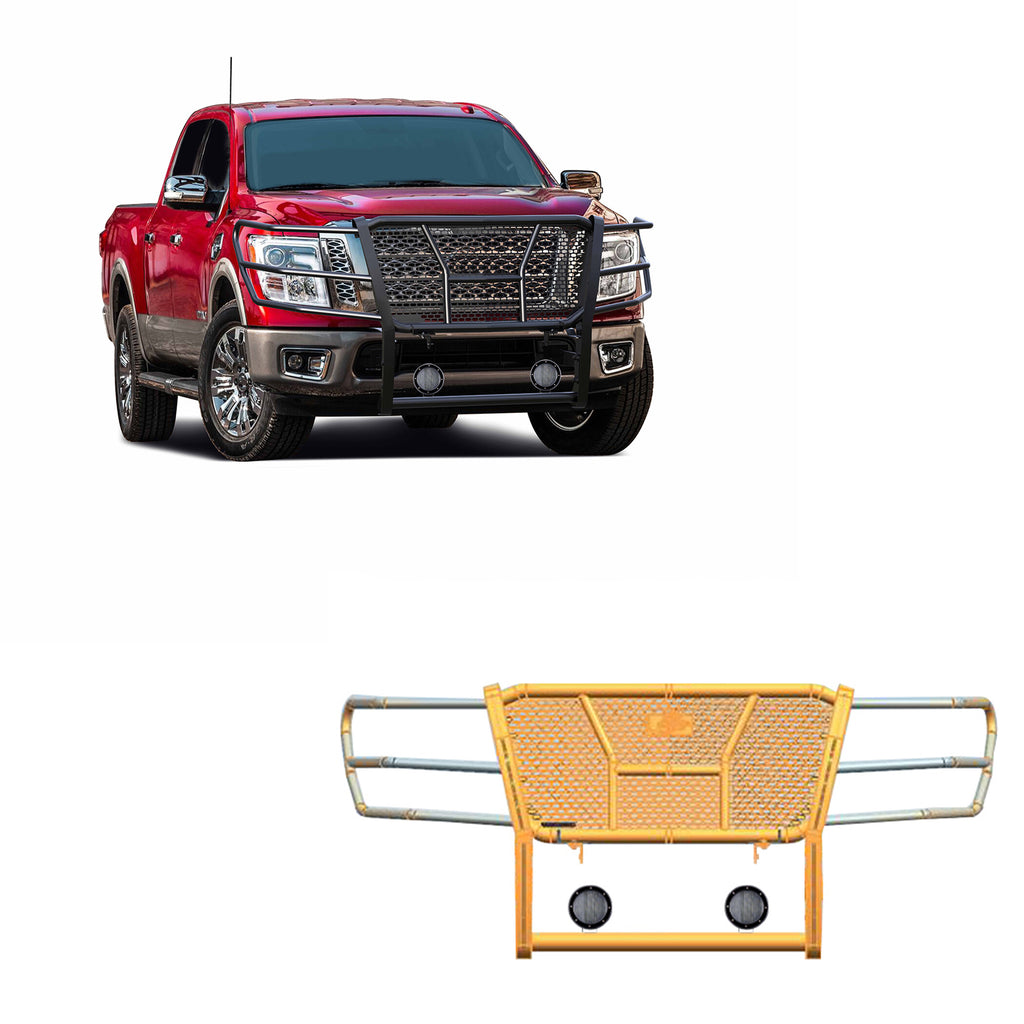 Black Horse Off Road RU-NITI17-B-PLFB Rugged Heavy Duty Grille Guard Kit for Select Nissan TITAN