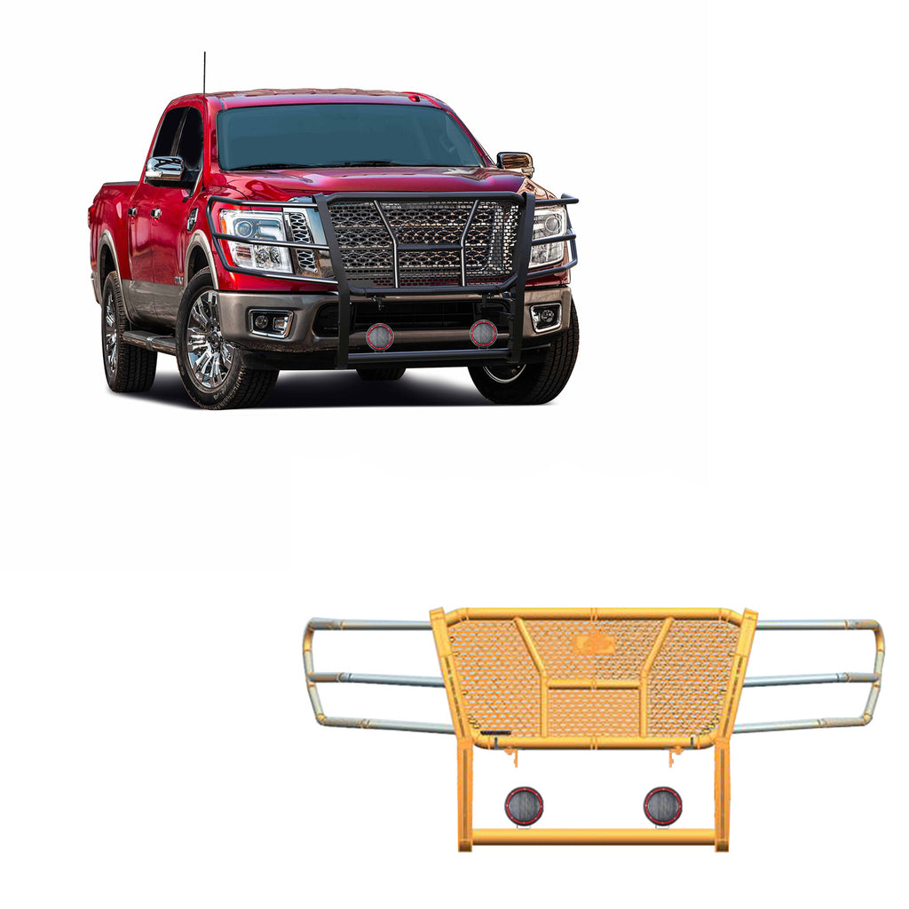 Black Horse Off Road RU-NITI17-B-PLFR Rugged Heavy Duty Grille Guard Kit for Select Nissan TITAN