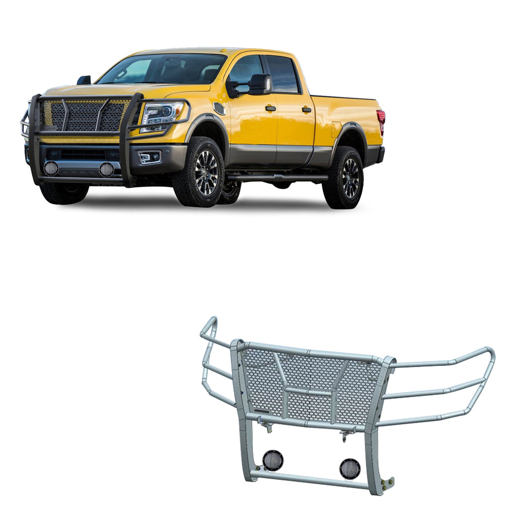 Black Horse Off Road RU-NIXD16-B-PLFB Rugged Heavy Duty Grille Guard Kit for Select Nissan TITAN XD