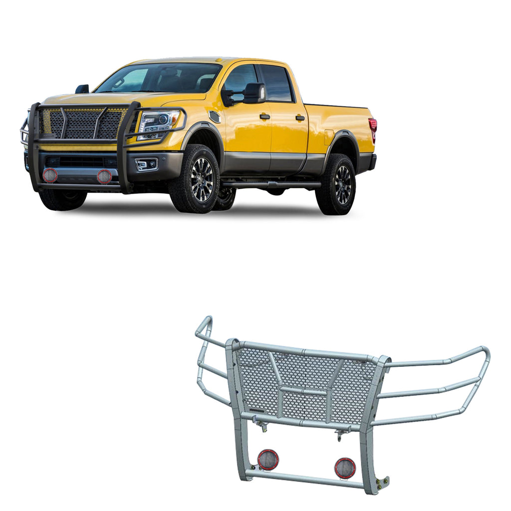 Black Horse Off Road RU-NIXD16-B-PLFR Rugged Heavy Duty Grille Guard Kit for Select Nissan TITAN XD