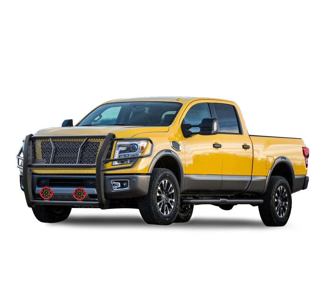 Black Horse Off Road RU-NIXD16-B-PLR Rugged Heavy Duty Grille Guard Kit for Select Nissan TITAN XD