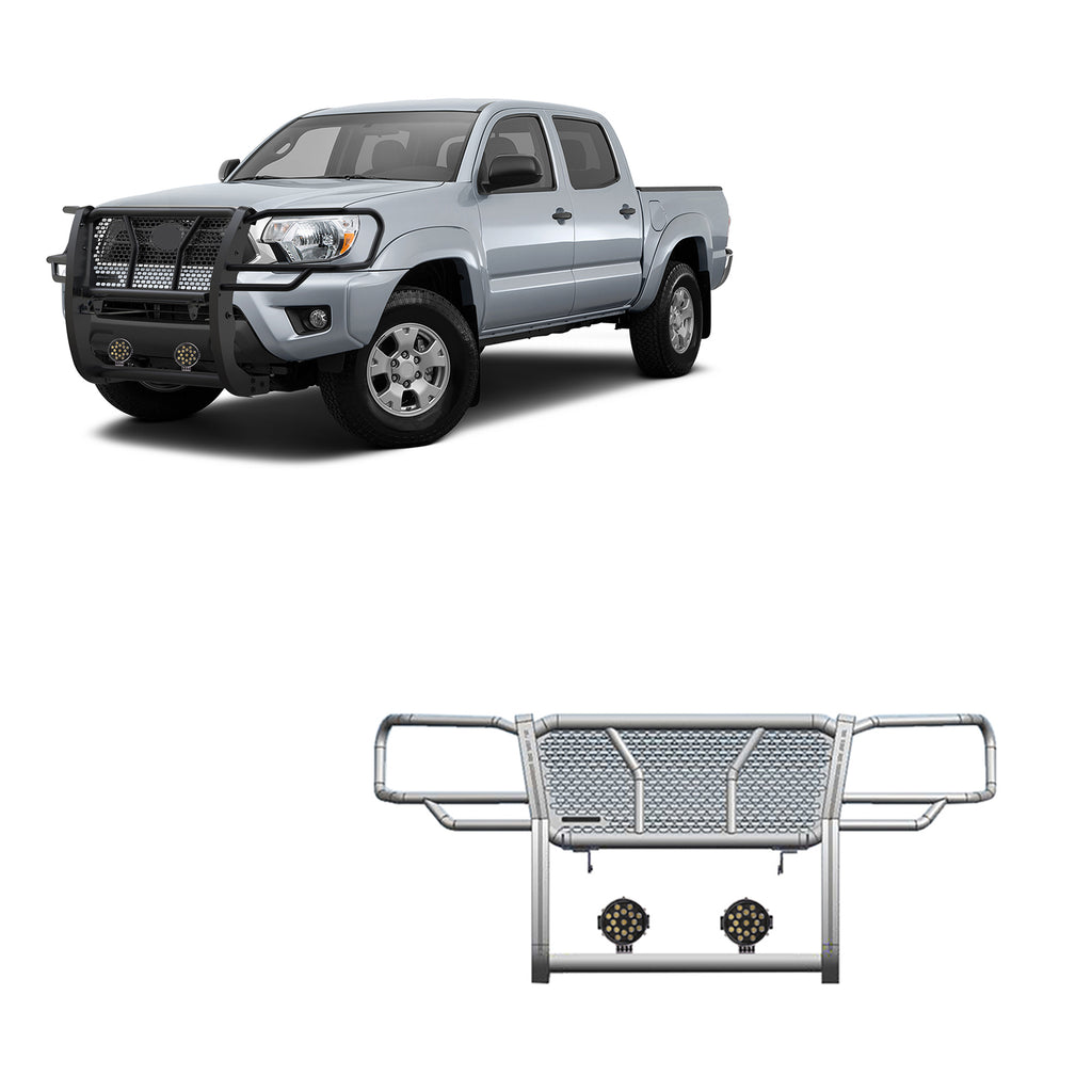 Black Horse Off Road RU-TOTA05-B-PLB Rugged Heavy Duty Grille Guard Kit for Select Toyota Tacoma