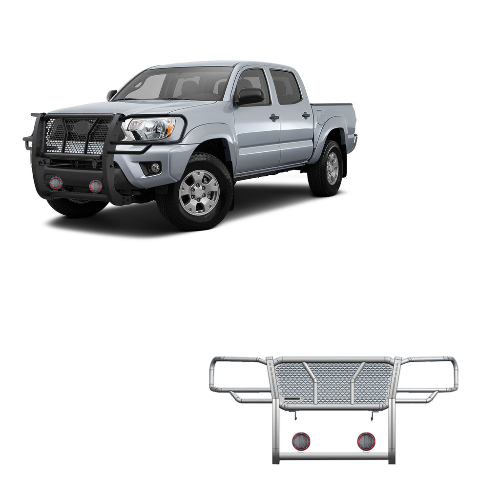 Black Horse Off Road RU-TOTA05-B-PLFR Rugged Heavy Duty Grille Guard Kit for Select Toyota Tacoma