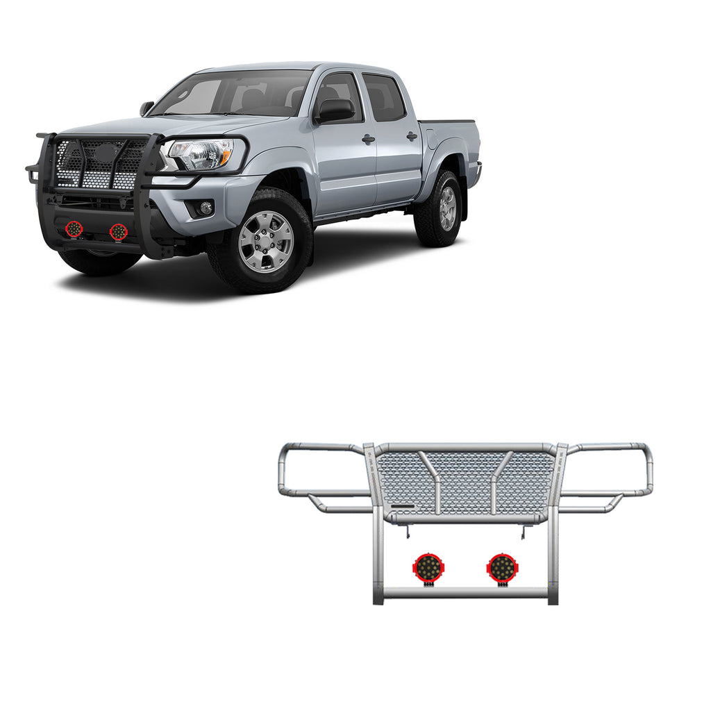 Black Horse Off Road RU-TOTA05-B-PLR Rugged Heavy Duty Grille Guard Kit for Select Toyota Tacoma