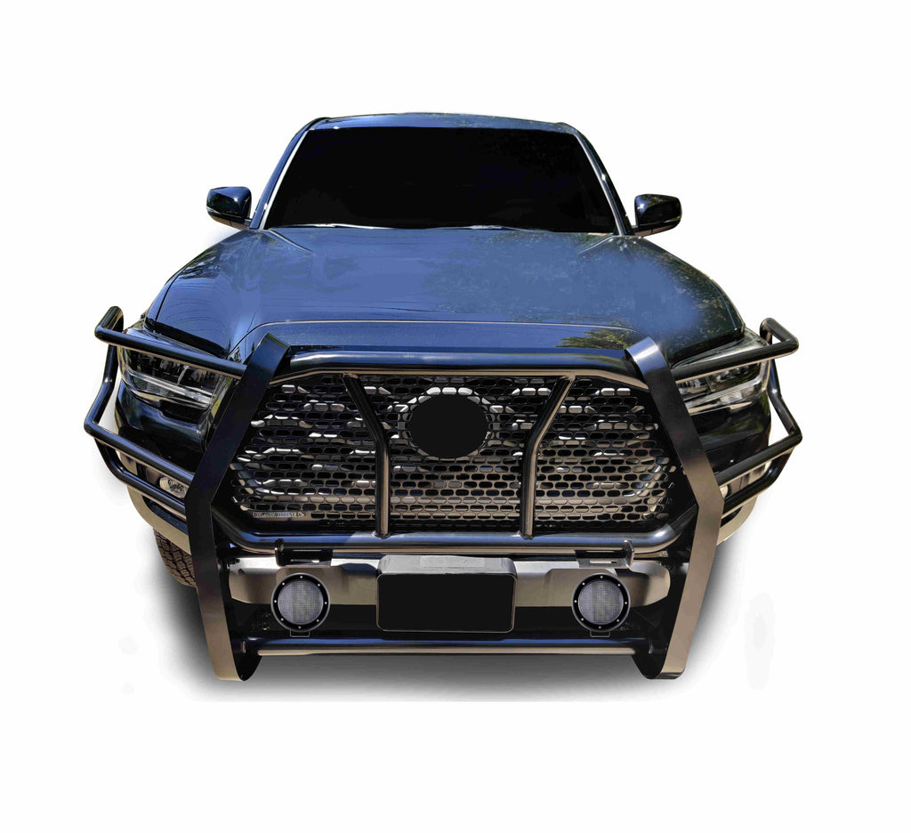 Black Horse Off Road RU-TOTA16-B-PLFB Rugged Heavy Duty Grille Guard Kit for Select Toyota Tacoma