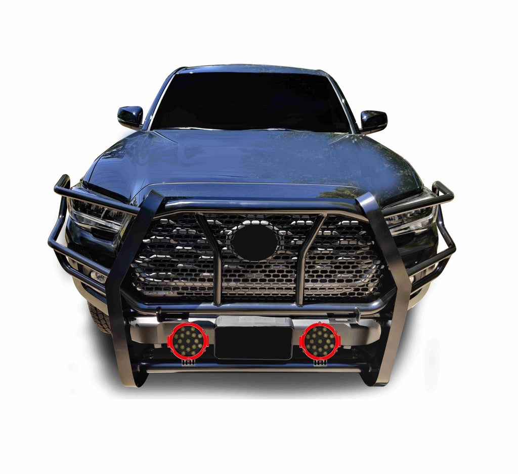 Black Horse Off Road RU-TOTA16-B-PLR Rugged Heavy Duty Grille Guard Kit for Select Toyota Tacoma
