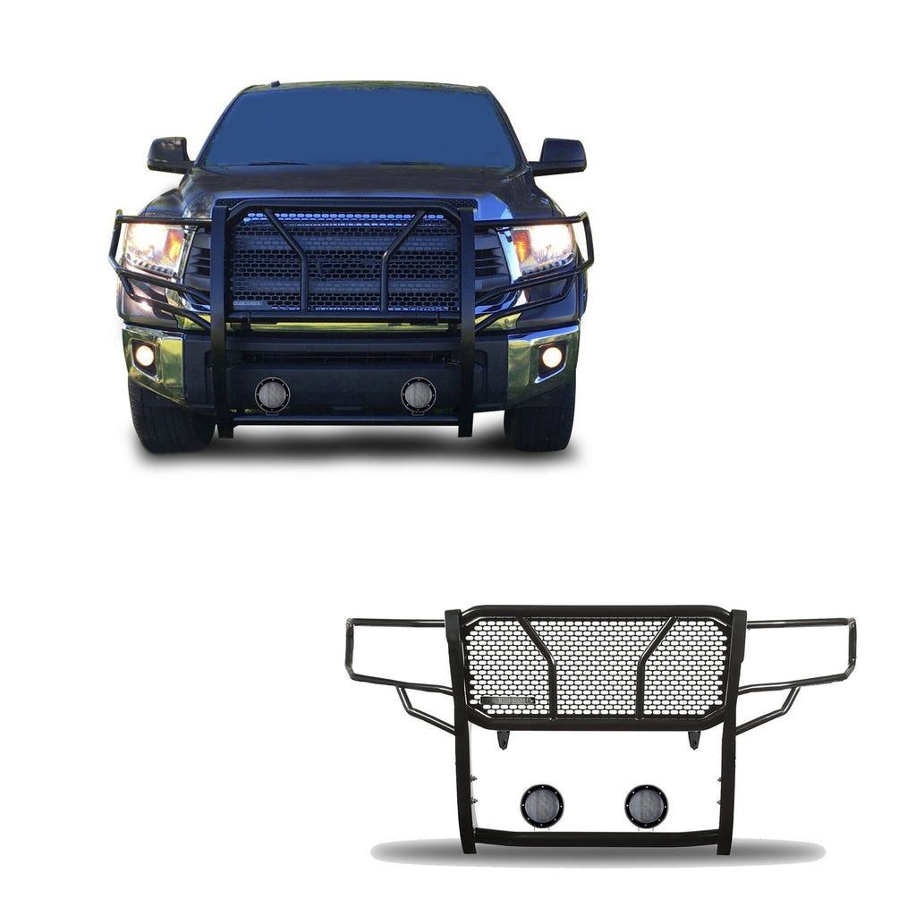 Black Horse Off Road RU-TOTU07-B-PLFB Rugged Heavy Duty Grille Guard Kit for Select Toyota Sequoia, Toyota Tundra