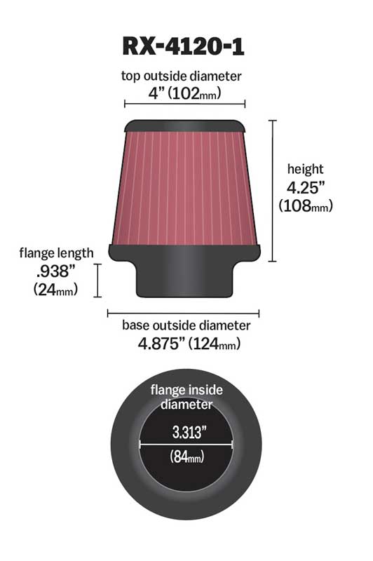 K&N RX-4120-1 Universal X-Stream Clamp-On Air Filter