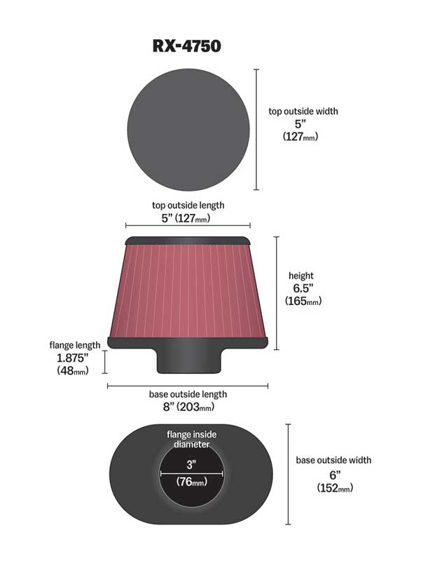K&N RX-4750 Universal X-Stream Clamp-On Air Filter