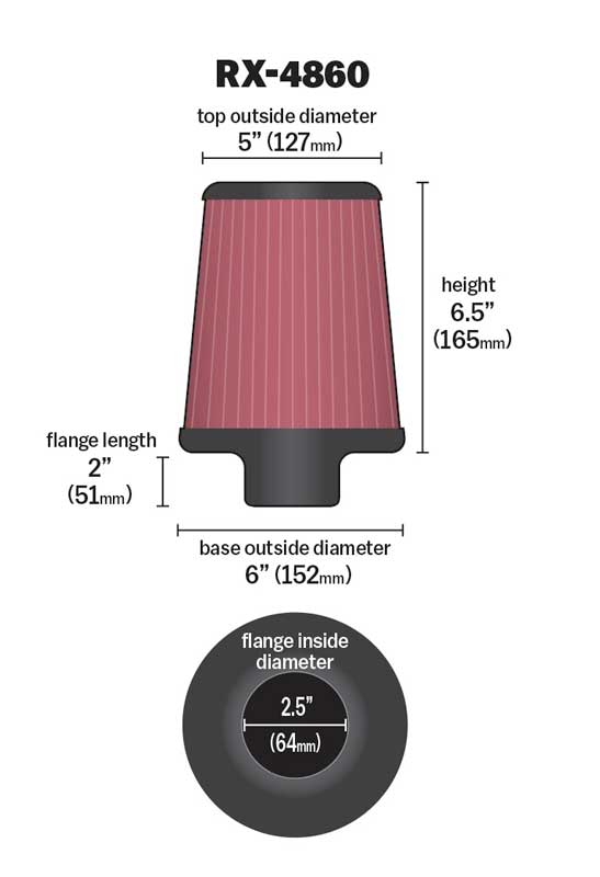 K&N RX-4860 Universal X-Stream Clamp-On Air Filter