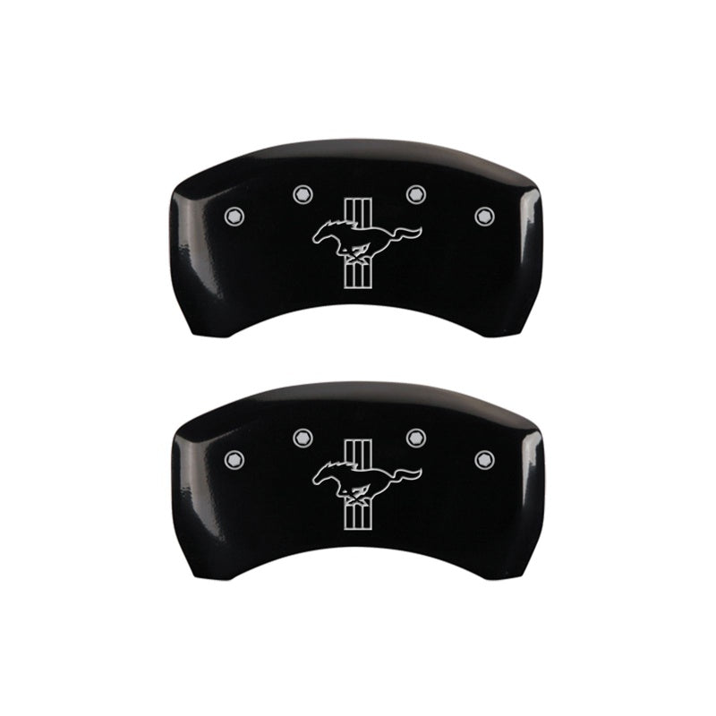 Rear-Set-2-Caliper-Covers-Engraved-Rear-2015Bar--Pony-Black-Finish-Silver-Ch