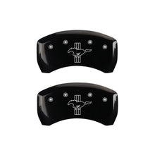 Load image into Gallery viewer, Rear-Set-2-Caliper-Covers-Engraved-Rear-2015Bar--Pony-Black-Finish-Silver-Ch