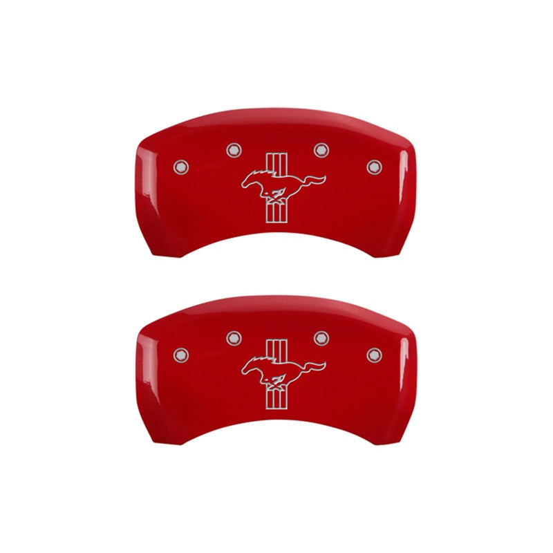 Rear-Set-2-Caliper-Covers-Engraved-Rear-2015Bar--Pony-Red-Finish-Silver-Ch