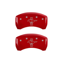 Load image into Gallery viewer, Rear-Set-2-Caliper-Covers-Engraved-Rear-2015Bar--Pony-Red-Finish-Silver-Ch