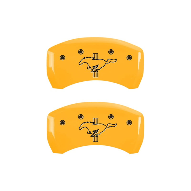 Rear-Set-2-Caliper-Covers-Engraved-Rear-2015Bar--Pony-Yellow-Finish-Black-Ch