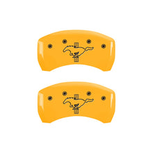 Load image into Gallery viewer, Rear-Set-2-Caliper-Covers-Engraved-Rear-2015Bar--Pony-Yellow-Finish-Black-Ch