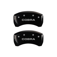 Load image into Gallery viewer, Rear-Set-2-Caliper-Covers-Engraved-Rear-Cobra-Black-Finish-Silver-Ch