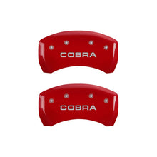 Load image into Gallery viewer, Rear-Set-2-Caliper-Covers-Engraved-Rear-Cobra-Red-Finish-Silver-Ch