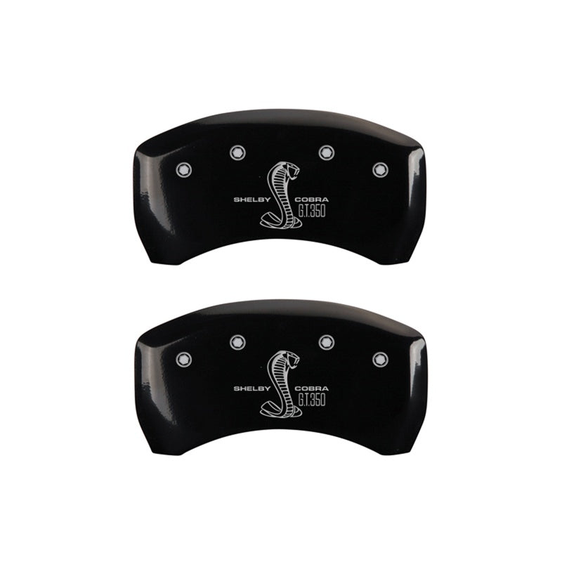 Rear-Set-2-Caliper-Covers-Engraved-Rear-Gt350-Shelby--Cobra-Black-Finish-Silver-Ch