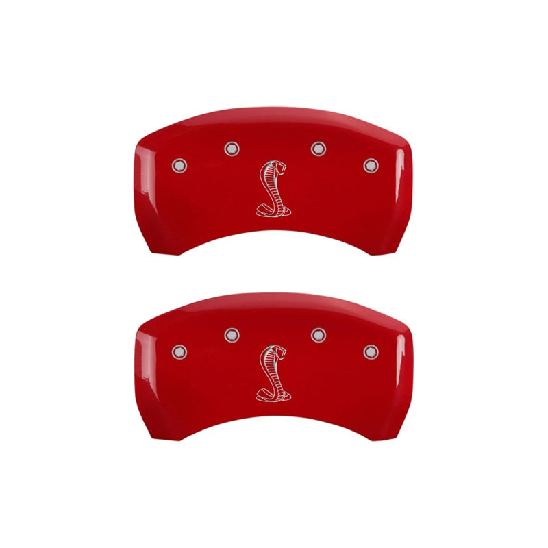 Rear-Set-2-Caliper-Covers-Engraved-Rear-Snake-Red-Finish-Silver-Ch