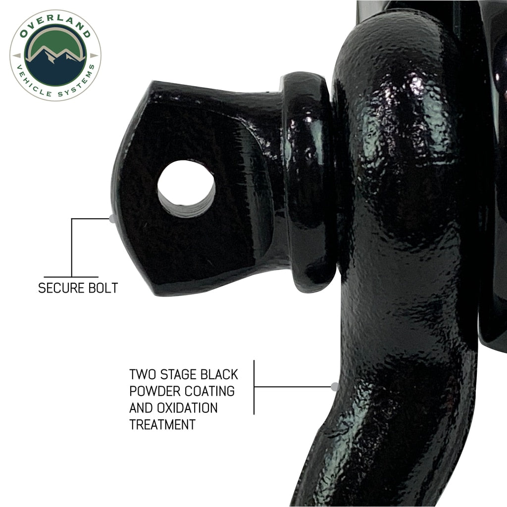 Receiver-Mount-Recovery-Shackle-34-Inch-4.75-Ton-With-Dual-Hole-Black-Universal-Overland-Vehicle-Systems