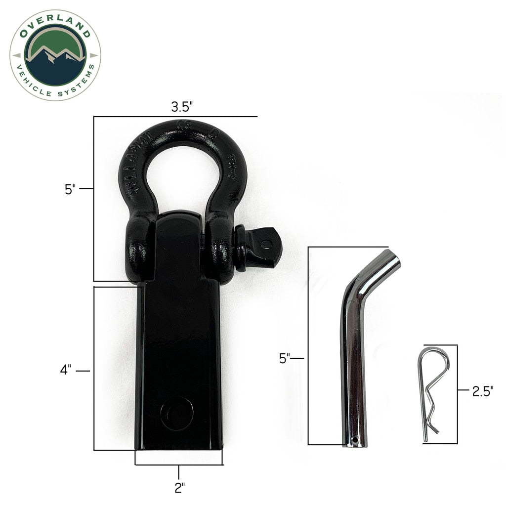 Receiver-Mount-Recovery-Shackle-34-Inch-4.75-Ton-With-Dual-Hole-Black-Universal-Overland-Vehicle-Systems