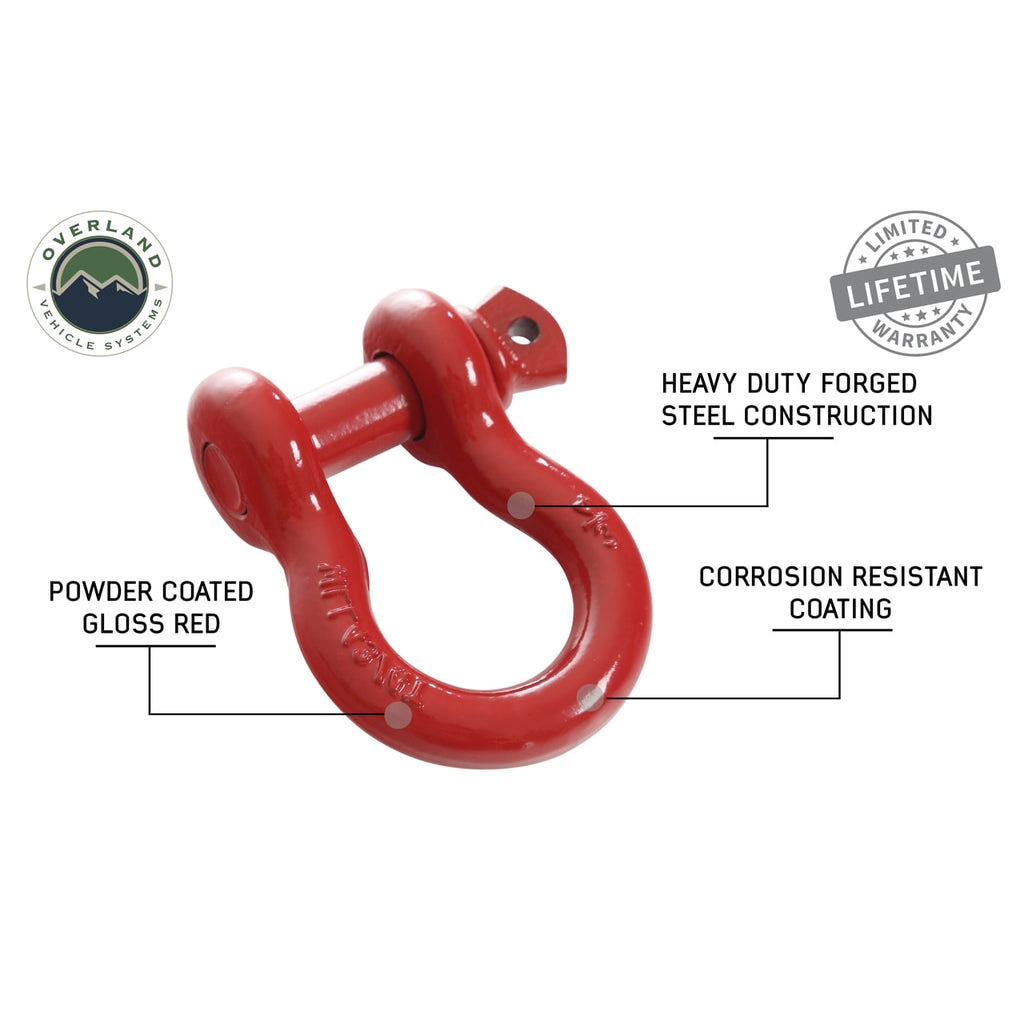 Recovery-Shackle-34-Inch-4.75-Ton-Steel-Gloss-Red-Overland-Vehicle-Systems