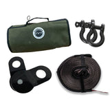 Overland Vehicle Systems 33-0501 Recovery Wrap Kit Including 20 Inch Tow Strap Pair of Black D-Rings Snatch Block and Canvas Bag