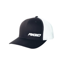 Load image into Gallery viewer, Retro-Trucker-Hat-With-Offset-Logo,-Black-Front,-White-Mesh-Snapback