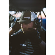 Load image into Gallery viewer, Retro-Trucker-Hat-With-Offset-Logo,-Black-Front,-White-Mesh-Snapback