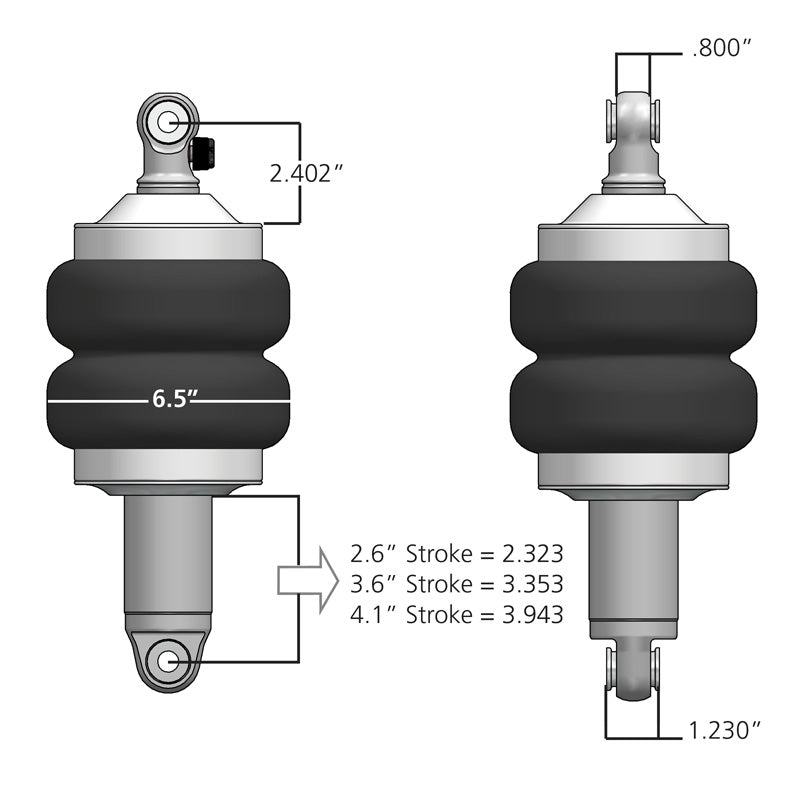 Ridetech-Hq-Series-Shockwaves-4.1In-Travel-6.5In-Dia-Double-Convoluted-.625In-Bearing.625In-Bearing