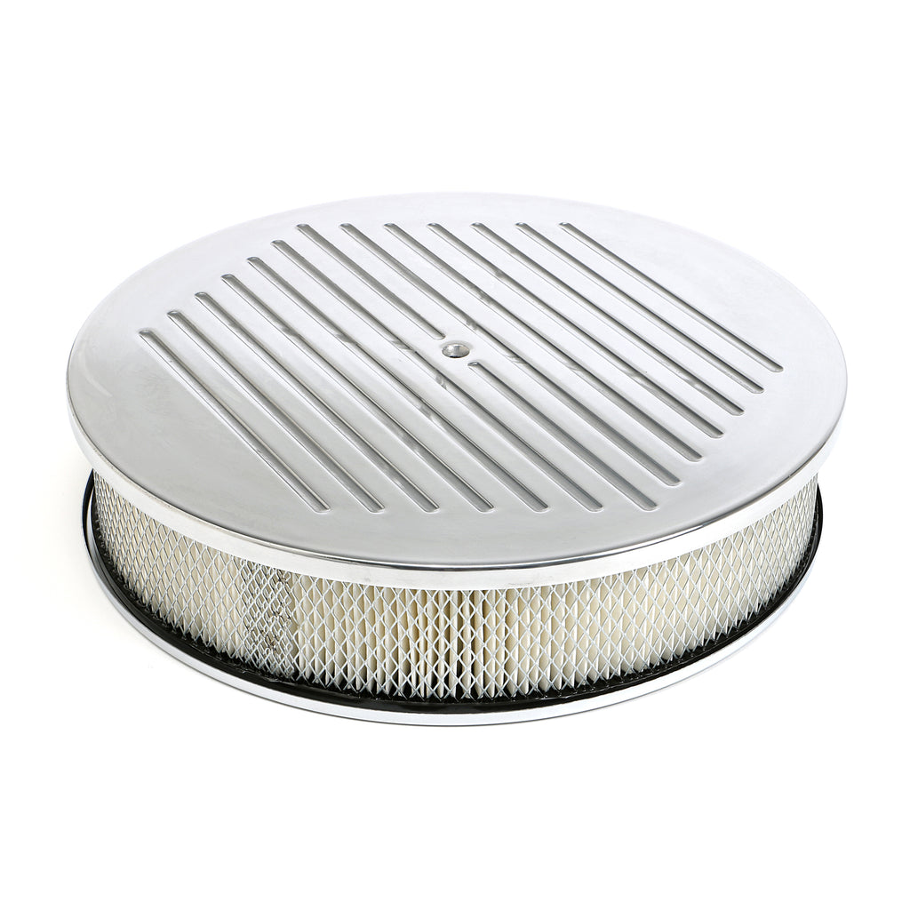 Round-Air-Cleaner-Set-Pinstripe-(Ball-Milling);-14-In.-X-3-In.--Aluminum
