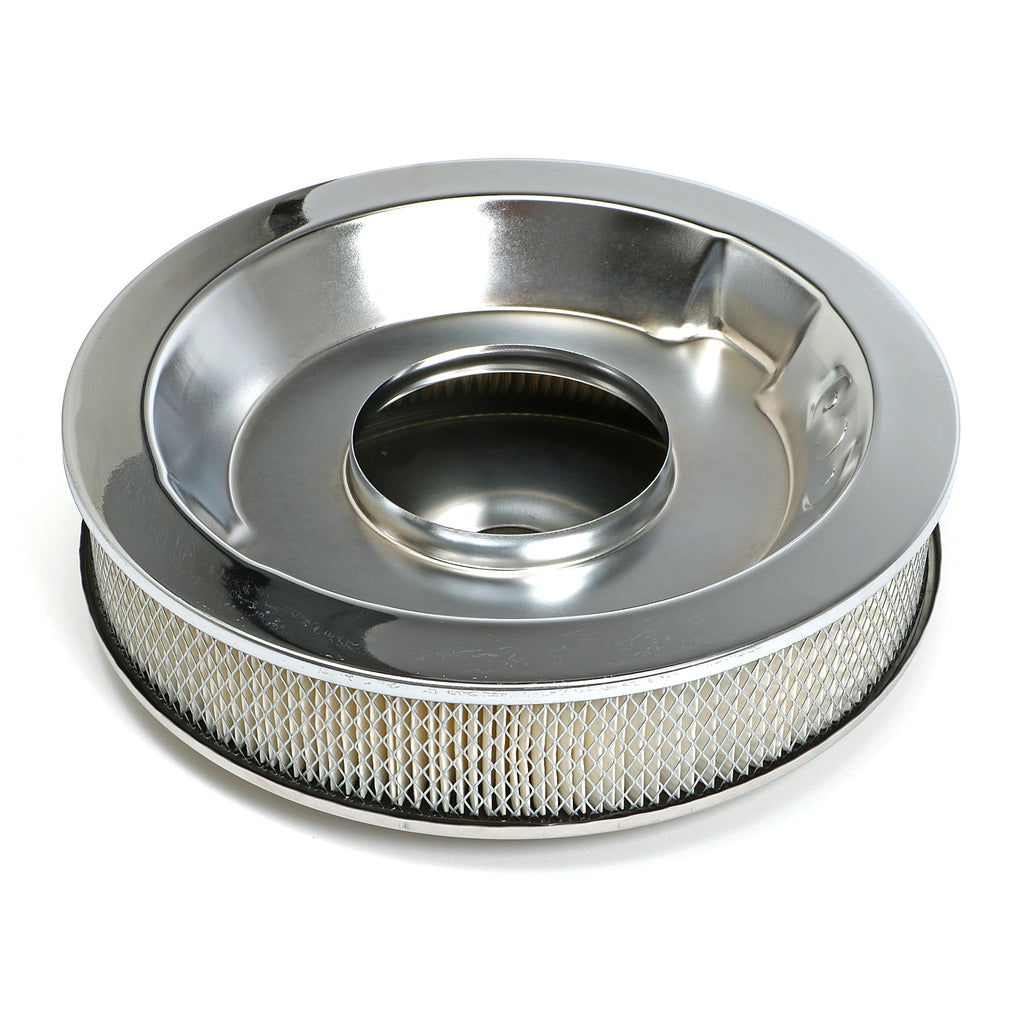 Round-Air-Cleaner-Set-(Paper-Element);-14-In.-Dia.;-3-In.-Tall;-Stainless-Steel195964-Pontiac-Engin