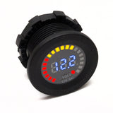 Race Sport RS50798 Round Socket-Sized Volt-Meter w/ Multi-Color Digital LED Display