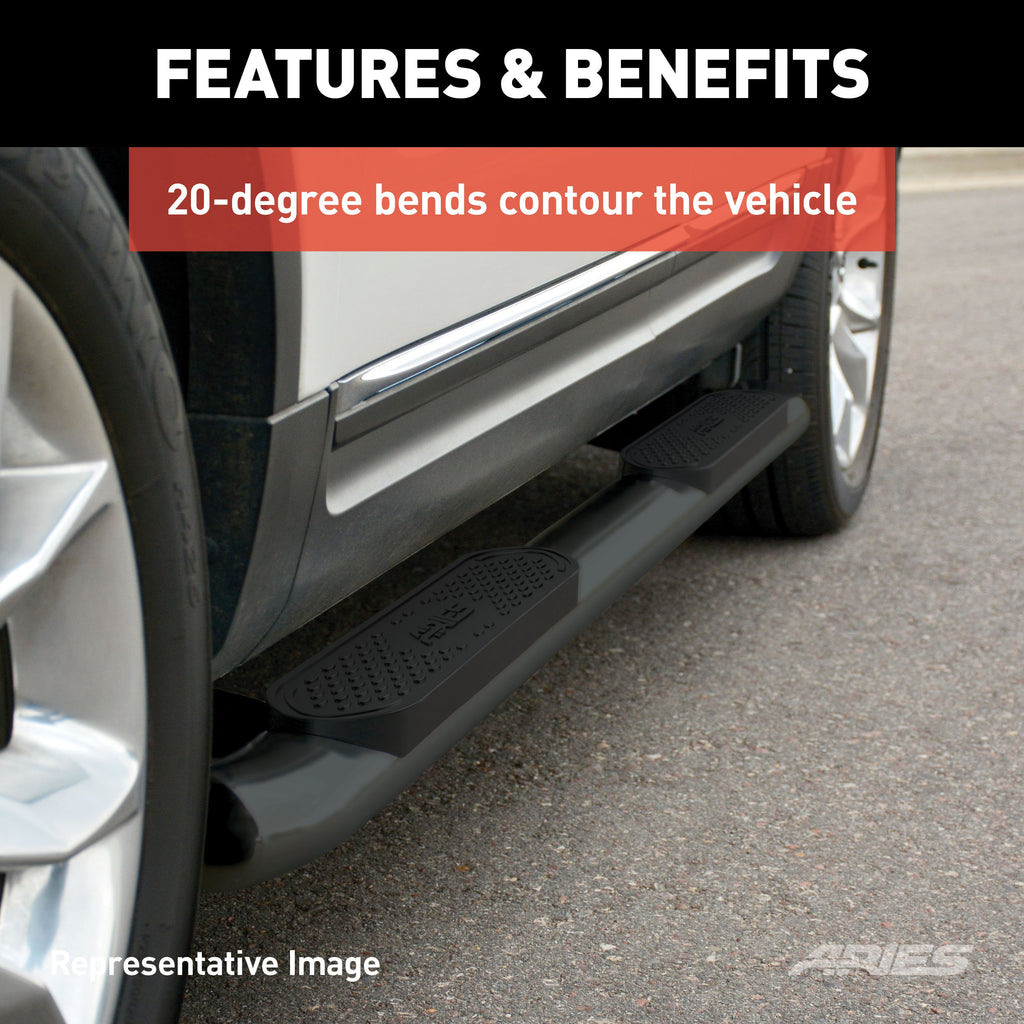 ARIES S222012 4" Black Steel Oval Side Bars, Select Toyota Tundra for Select Toyota Tundra