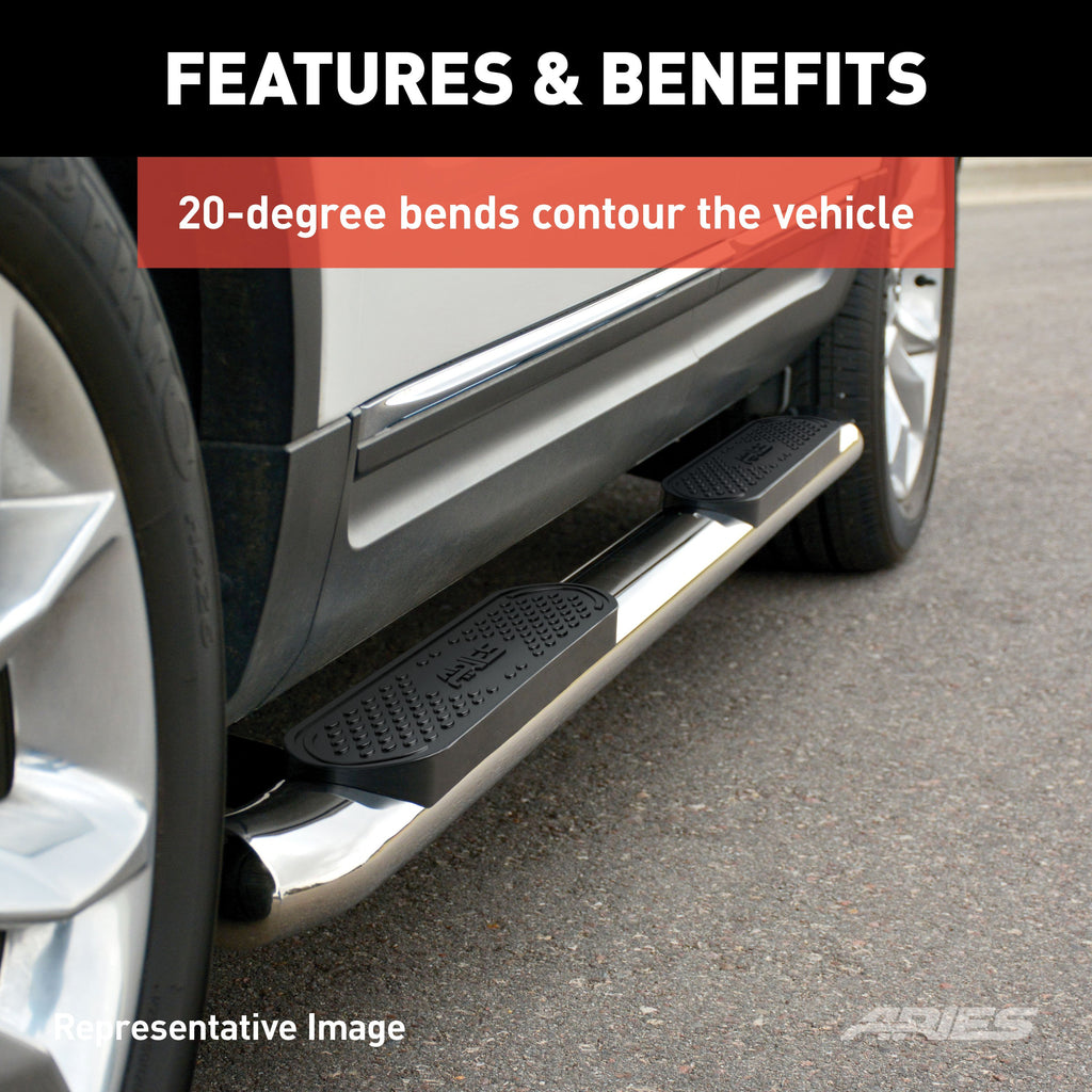 ARIES S223041-2 4" Polished Stainless Oval Side Bars, Select Ford Explorer for Select Ford Explorer
