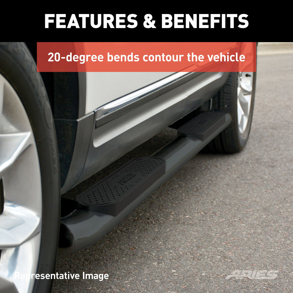 ARIES S223046 4" Black Steel Oval Side Bars, Select Ford Ranger SuperCrew for Select Ford Ranger