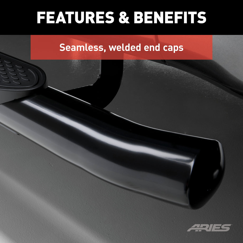 ARIES S223046 4" Black Steel Oval Side Bars, Select Ford Ranger SuperCrew for Select Ford Ranger