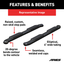 Load image into Gallery viewer, ARIES S224009 4" Black Steel Oval Side Bars, Select Silverado, Sierra 1500, 2500, 3500 for Select Chevrolet Silverado 1500
